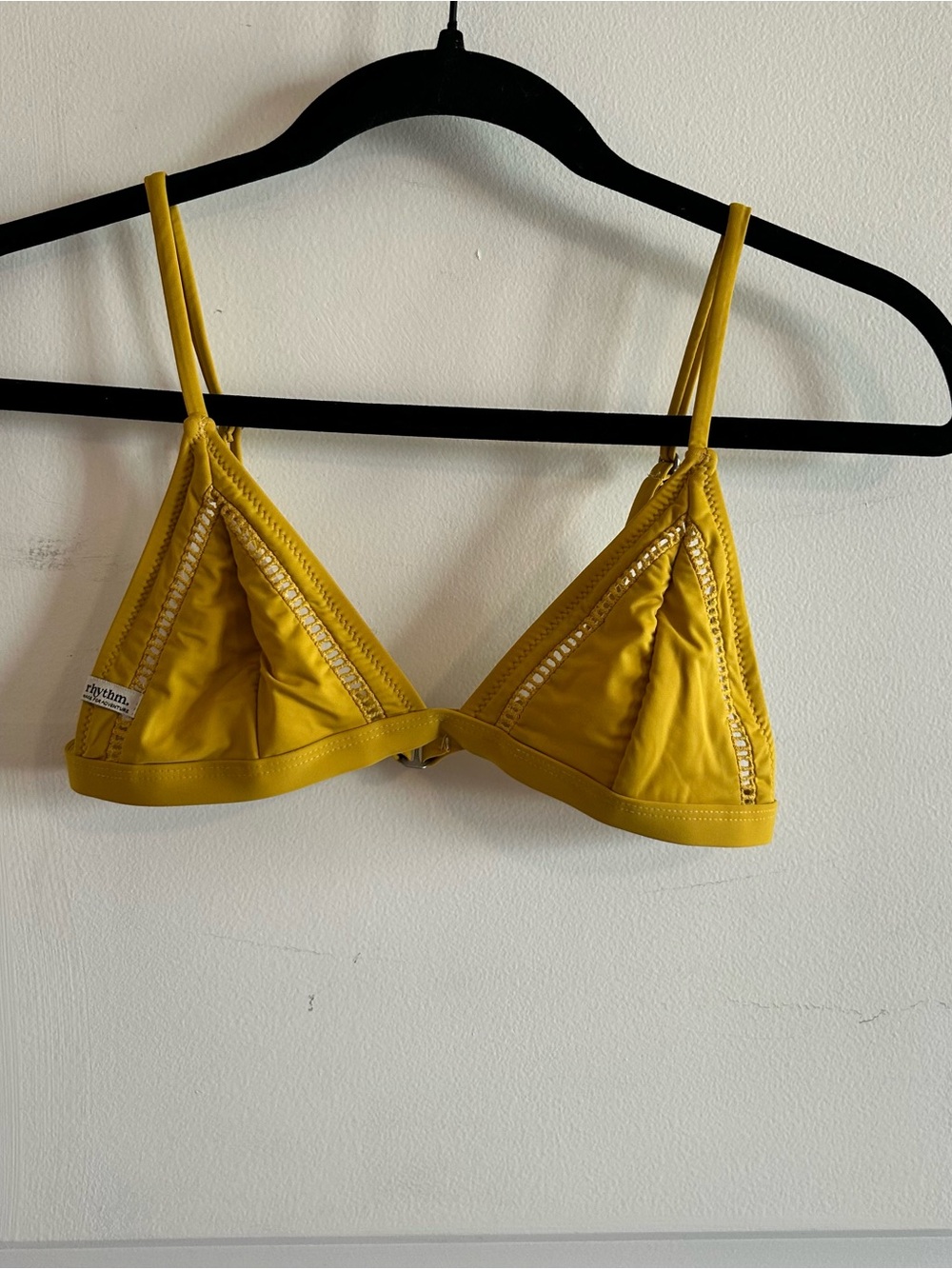 Rhythm Mustard Triangle Bikini top with Crochet Trim
